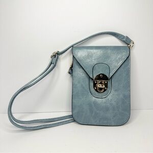 MKF Collection Havana Phone Crossbody Women Vegan Leather Handbag Denim Blue